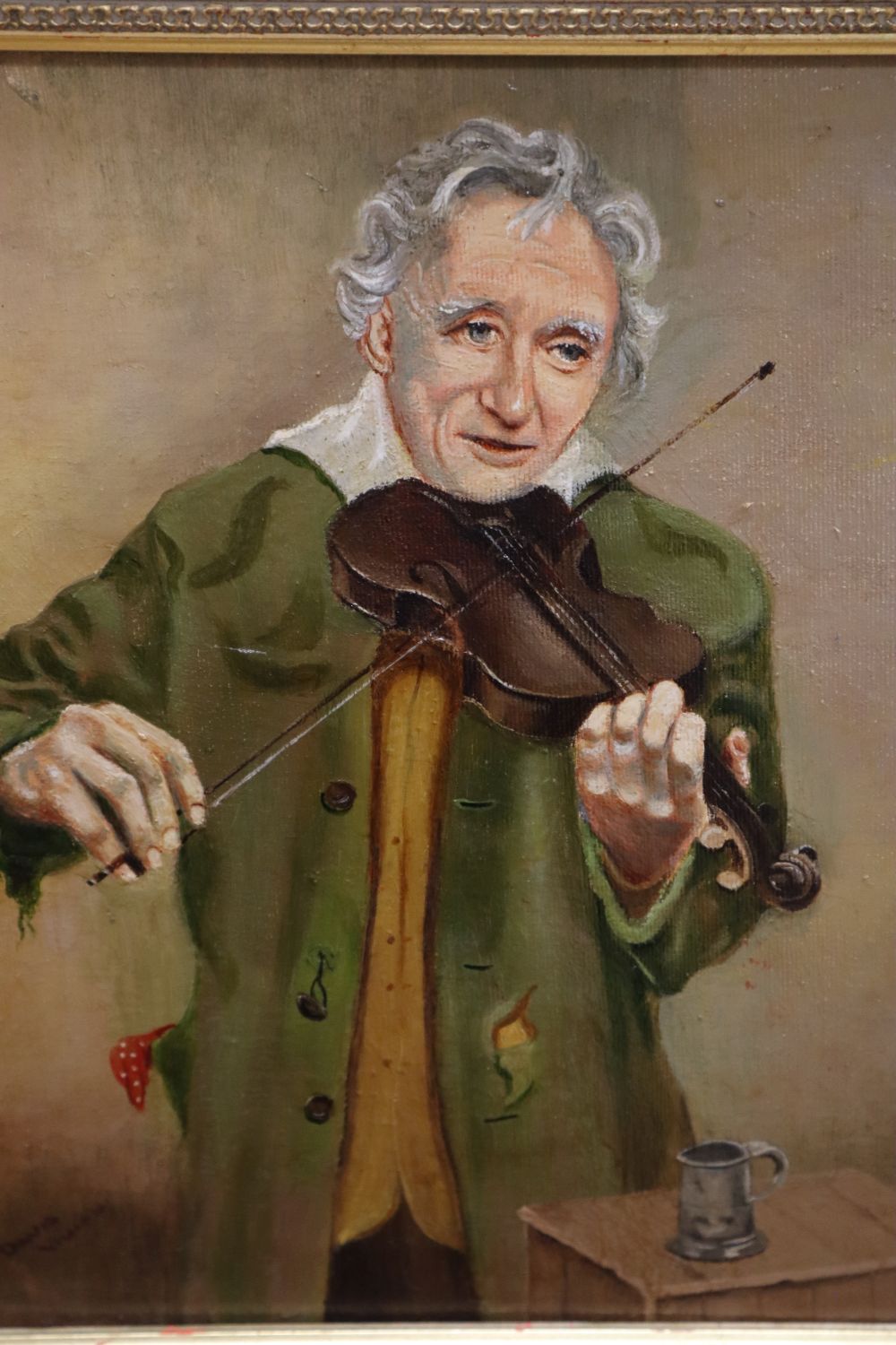 David Vivian, oil on canvas, The Fiddle Player, signed, 29 x 24cm